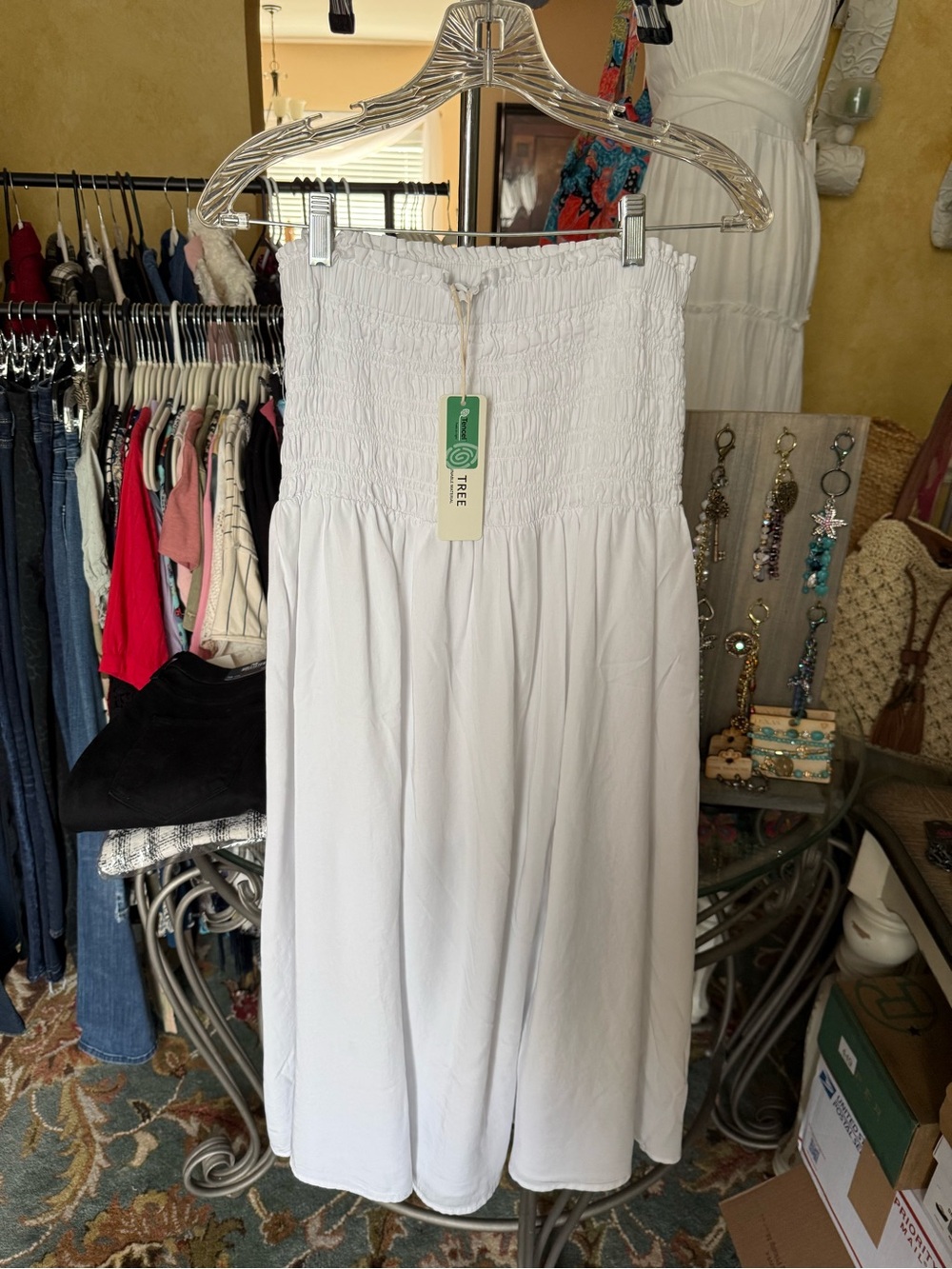 Love Tree White Smocked Maxi Skirt